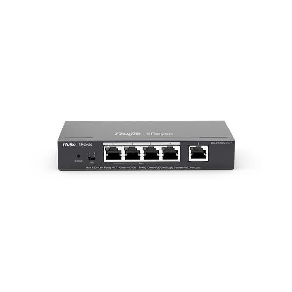 REYEE SMART SWITCH POE GIGABIT 5 P., 4 P. POE/POE+, POE POWER BUDGET 54W (CHASSIS METALLICO DESKTOP) [RG-ES205GC-P]