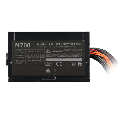 COOLER MASTER ALIMENTATORE ELITE NEX N700 240V 700W 120MM-FAN ACTIVE-PFC PSU - NON-MODULAR [MPW-7001-ACBN-BEU]