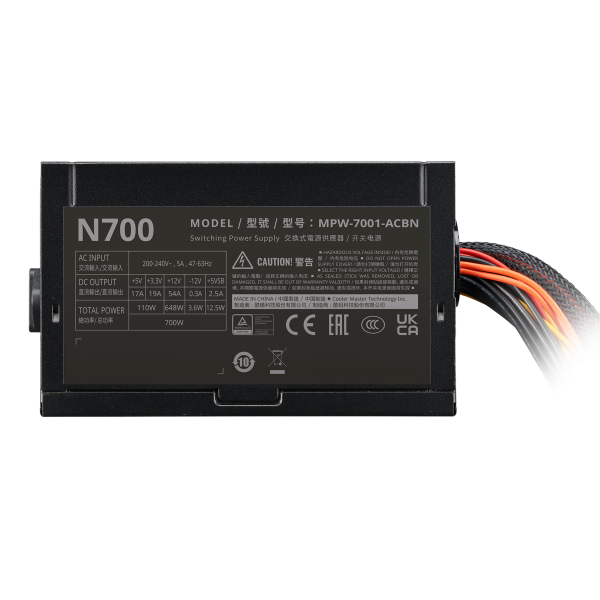 COOLER MASTER ALIMENTATORE ELITE NEX N700 240V 700W 120MM-FAN ACTIVE-PFC PSU - NON-MODULAR [MPW-7001-ACBN-BEU]