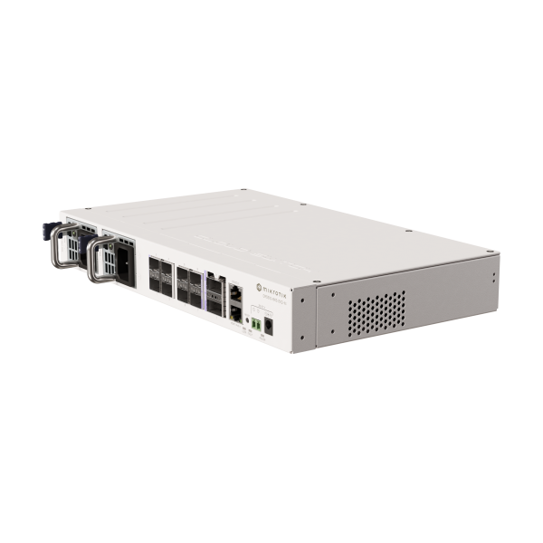 MikroTik - Cloud Router Switch 510-8XS-2XQ-IN with QCA9531 650 MHz CPU, 128 MB RAM, 98DX4310 switch chip, 2 x 100G QSFP28 ports, 8 x 25G SFP28 ports, 1 x 100Mbit Eth port for management, RouterOS L5, [CRS510-8XS-2XQ-IN]