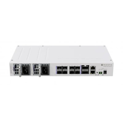 MikroTik - Cloud Router Switch 510-8XS-2XQ-IN with QCA9531 650 MHz CPU, 128 MB RAM, 98DX4310 switch chip, 2 x 100G QSFP28 ports, 8 x 25G SFP28 ports, 1 x 100Mbit Eth port for management, RouterOS L5, [CRS510-8XS-2XQ-IN-USATO]
