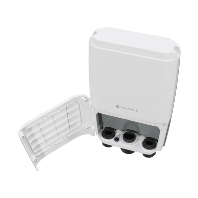 MikroTik - Cloud Router Switch 504-4XQ-OUT with QCA9531 650 MHz CPU, 128 MB RAM, 16 x 25G port 98DX4310 switch chip, 4 x 100G QSFP28 ports, 1 x 100Mbit Eth port for management, RouterOS L5, IP66 compl [CRS504-4XQ-OUT]