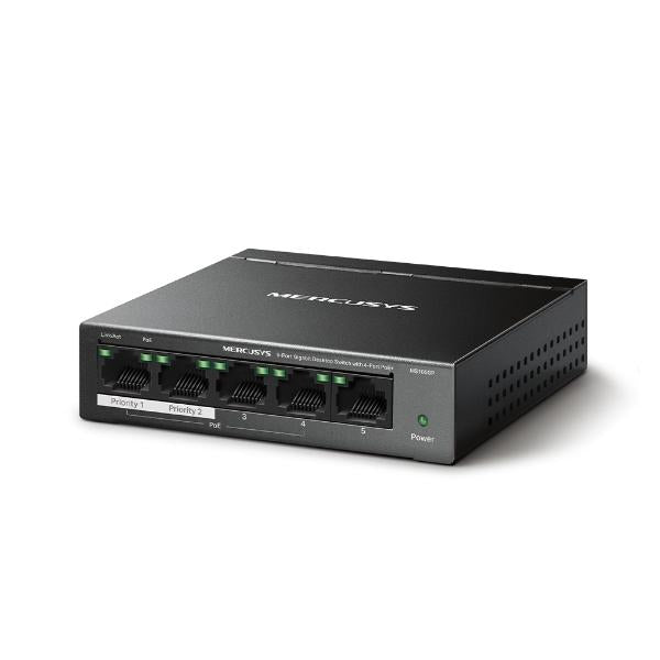 MERCUSYS GIGABIT SWITCH MS105GP MINI 5 PORTE (4 PoE) GIGABIT METALLO [MS105GP]