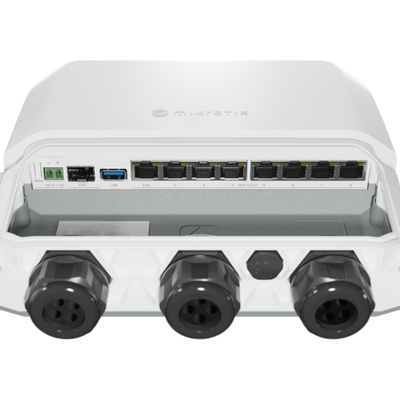MikroTik - RB5009UPr+S+ with Marvell Armada ARMv8 CPU (4-cores, 1.4GHz per core), 1GB of DDR4 RAM, 1GB NAND storage, 1x 2.5Gbit LAN (802.3af/at PoE-out and POE-in), 7x 1Gbit LAN (802.3af/at PoE-out an [RB5009UPr+S+OUT]