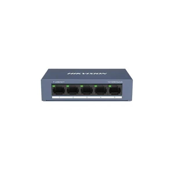 SWITCH HIKVISION 10/100 CASE METALLICO - SOHO 5 10/100M RJ45 PORTS, DESKTOP STEEL CASE UNMANAGED [DS-3E0105-O]