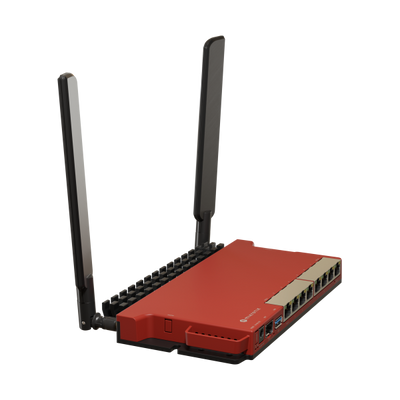 MikroTik, L009UiGS-2HaxD with dual core 800MHz CPU, 512MB RAM, 8 x Gbit LAN, 1 x 2.5 Gbit SFP port, 2.4 GHz 802.11b/g/n/ax dual-chain wireless, 4dBi 2.4GHz external antennas, USB, desktop case, PSU, R [L009UiGS-2HaxD-IN]