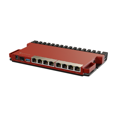 MikroTik, L009UiGS with dual core 800MHz CPU, 512MB RAM, 8 x Gbit LAN, 1 x 2.5 Gbit SFP port, USB, desktop/1U rackmount case, PSU, K-79 rackmount kit, RouterOS L5 [L009UiGS-RM]