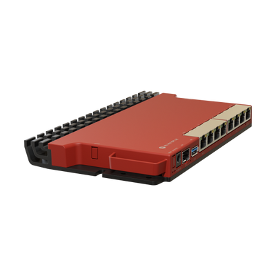 MikroTik, L009UiGS with dual core 800MHz CPU, 512MB RAM, 8 x Gbit LAN, 1 x 2.5 Gbit SFP port, USB, desktop/1U rackmount case, PSU, K-79 rackmount kit, RouterOS L5 [L009UiGS-RM]