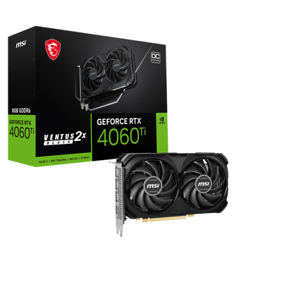 MSI VENTUS GeForce RTX 4060 Ti 2X BLACK 8G OC NVIDIA 8 GB GDDR6 [RTX4060TIVENTUS2XBK8GOC]