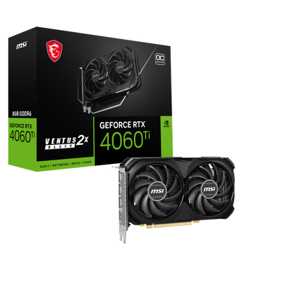 MSI VENTUS GeForce RTX 4060 Ti 2X BLACK 8G OC NVIDIA 8 GB GDDR6 [RTX4060TIVENTUS2XBK8GOC] - ITPartners
