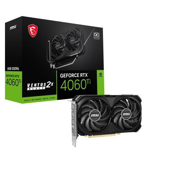 MSI VENTUS GeForce RTX 4060 Ti 2X BLACK 8G OC NVIDIA 8 GB GDDR6 [RTX4060TIVENTUS2XBK8GOC] - ITPartners