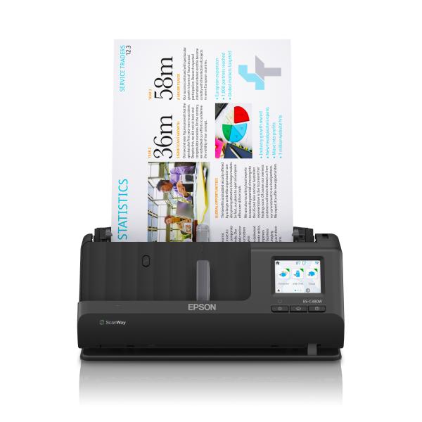 Epson WorkForce ES-C380W - A4 Document Scanner - 35 ppm - Duplex - USB/Wi-Fi - Black [B11B269401]