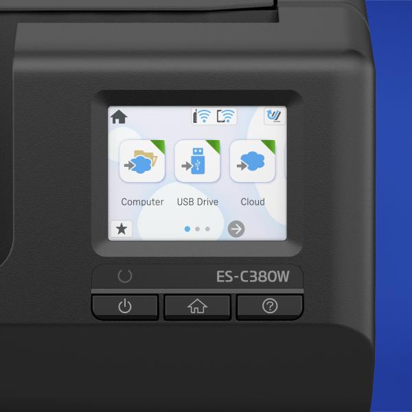 Epson WorkForce ES-C380W - A4 Document Scanner - 35 ppm - Duplex - USB/Wi-Fi - Black [B11B269401]