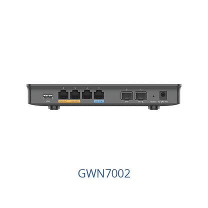 Grandstream GWN7002 - Wired Router, 2x SFP, 4x GbE WAN/LAN, 1x PoE-In, 2x PoE-Out, 2.2Gbps NAT routing, 60K NAT sessions, VPN (530Mbps), DPI, SDN, cloud provisioning, integrated GWN local master, USB [GWN7002]