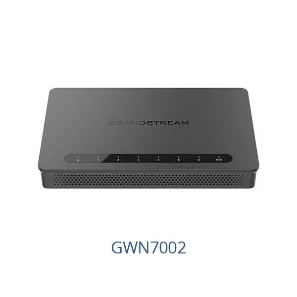 Grandstream GWN7002 - Wired Router, 2x SFP, 4x GbE WAN/LAN, 1x PoE-In, 2x PoE-Out, 2.2Gbps NAT routing, 60K NAT sessions, VPN (530Mbps), DPI, SDN, cloud provisioning, integrated GWN local master, USB [GWN7002]