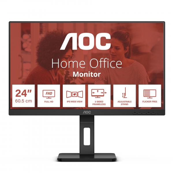 Aoc E3 Series - 24 inch - Full HD IPS LED Monitor - 1920x1080 - Pivot / HAS [24E3QAF]
