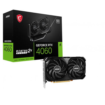 MSI VGA GEFORCE RTX 4060, RTX 4060 VENTUS 2X BLACK 8G OC, 8GB GDDR6, DP*3/HDMI, ATX, DUAL FAN, DLSS 3 [RTX 4060 V2X BL 8GOC]