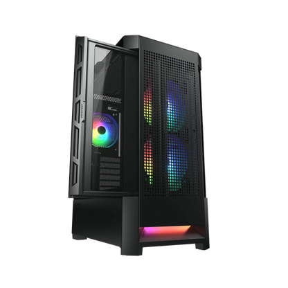COUGAR CASE MID TOWER AIRFACE RGB BLK 2*140+120mm FAN + CTRL [CGR-5ZD1B-AIR-RGB]