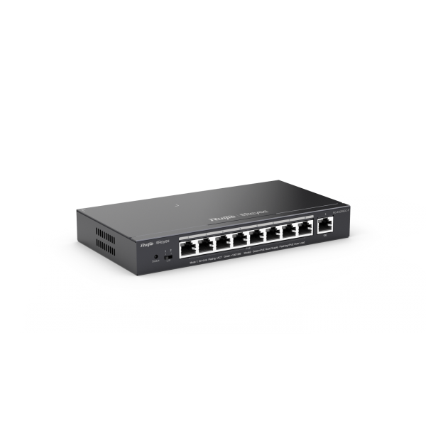 REYEE SMART SWITCH POE GIGABIT 9 P., 8 P. POE/POE+, POE POWER BUDGET 120W CHASSIS METALLICO DESKTOP [RG-ES209GC-P]