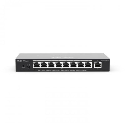 REYEE SMART SWITCH POE GIGABIT 9 P., 8 P. POE/POE+, POE POWER BUDGET 120W CHASSIS METALLICO DESKTOP [RG-ES209GC-P]