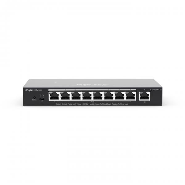 REYEE SMART SWITCH POE GIGABIT 9 P., 8 P. POE/POE+, POE POWER BUDGET 120W CHASSIS METALLICO DESKTOP [RG-ES209GC-P]