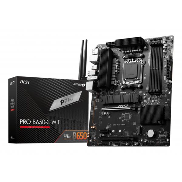 MSI MB AMD B650, PRO B650-S WIFI, AM5, 4DDR5, 2PCI-Ex16, 1PCI-Ex1, 2M.2, 4SATA3 [PRO B650-S WIFI]
