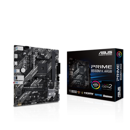 ASUS MB AMD B550 GAMING, PRIME B550M-K ARGB, AM4 2DDR4, DP/HDMI, GLAN, DUAL M2, MATX, RGB, 90MB1GC0- [PRIME B550M-K ARGB]