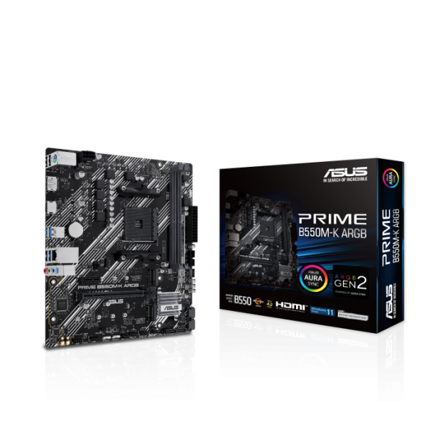 ASUS MB AMD B550 GAMING, PRIME B550M-K ARGB, AM4 2DDR4, DP/HDMI, GLAN, DUAL M2, MATX, RGB, 90MB1GC0- [PRIME B550M-K ARGB]