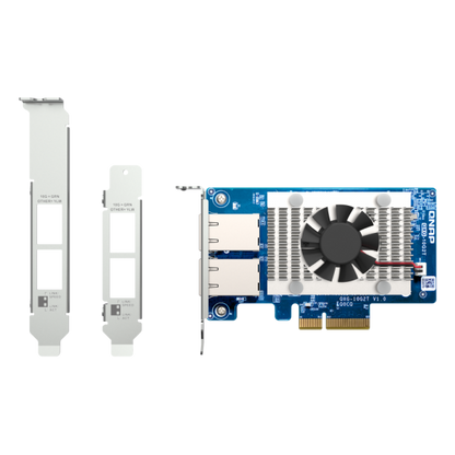 Qnap - Dual-port BASET 10GbE network expansion card- low-profile form factor- PCIe Gen3 x4- Aquantia AQC107 [QXG-10G2T]