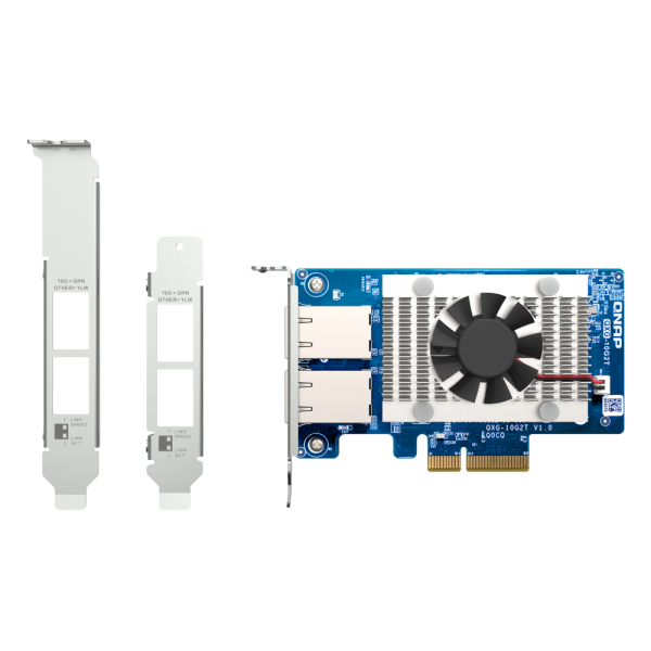 Qnap - Dual-port BASET 10GbE network expansion card- low-profile form factor- PCIe Gen3 x4- Aquantia AQC107 [QXG-10G2T]