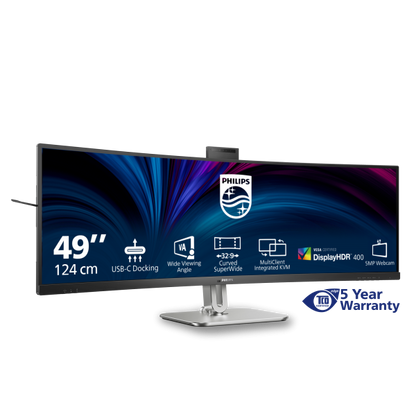 MONITOR CURVO PHILIPS 49 LED VA 32:9 4K UHD 4MS 450 CDM, REG. DE ALTURA, DOCK USB-C, WEBCAM, DP/HDMI [49B2U5900CH]