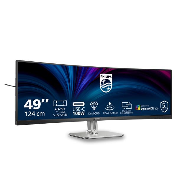 Philips 5000 Series - 49 inch - Curved - Dual Quad HD VA LED Monitor - 5120x1440 - HAS / RJ45 / USB-C / Webcam [49B2U5900CH/00]