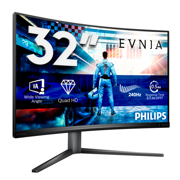 PHILIPS MONITOR GAMING CURVO 32 LED VA 16:9 QHD 0.5MS 500 CDM 240HZ USB-C ALTEZZA DP/HDMI [32M2C5500W]