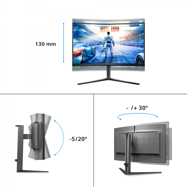 PHILIPS MONITOR GAMING CURVO 32 LED VA 16:9 QHD 0.5MS 500 CDM 240HZ USB-C ALTEZZA DP/HDMI [32M2C5500W]