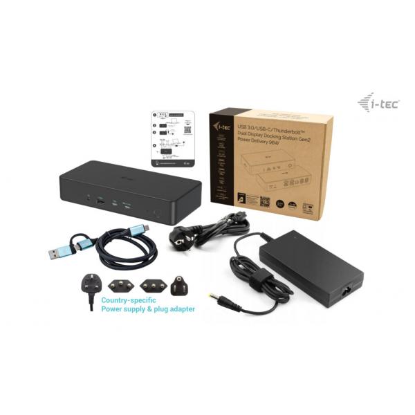 i-tec USB 3.0 / USB-C / Thunderbolt 3 Professional Dual 4K Display Docking Station Generation 2 + Power Delivery 100W [CADUAL4KDOCKPD2IT]