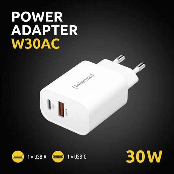 INTENSO ALIMENTATORE FAST 30W 2 ENTRATE USB A + USB C [7803012]