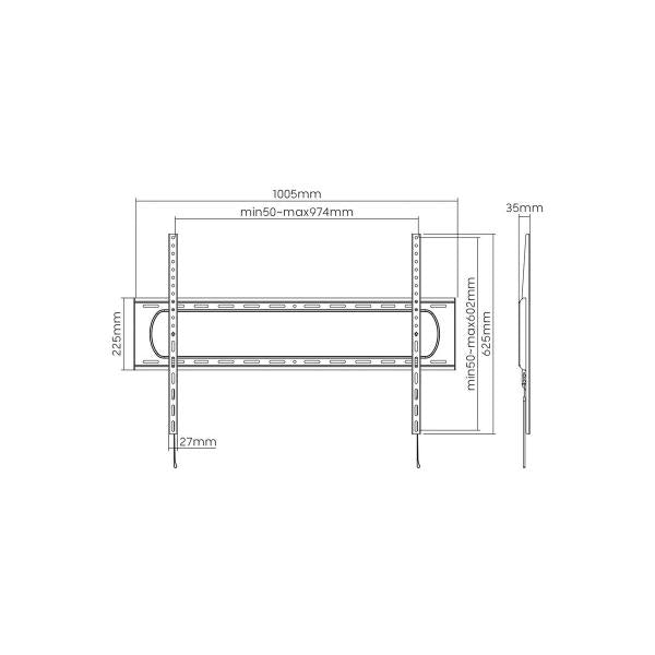 VALUE STAFFA TV A MURO, FINO 120 KG, FINO 120", FISSA, 900X600 [17.99.1226]