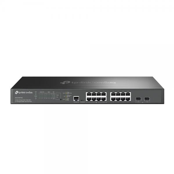TP-Link - SG3218XP-M2 - Omada 16-Port 2.5GBASE-T and 2-Port 10GE SFP+ L2+ Managed Switch with 8x 2.5G PoE+ Ports, 8x 2.5G Non-PoE Ports, 2x 10G SFP+ Slots, RJ45/Micro-USB Console Port, 802.3at/af, 240 [SG3218XP-M2]