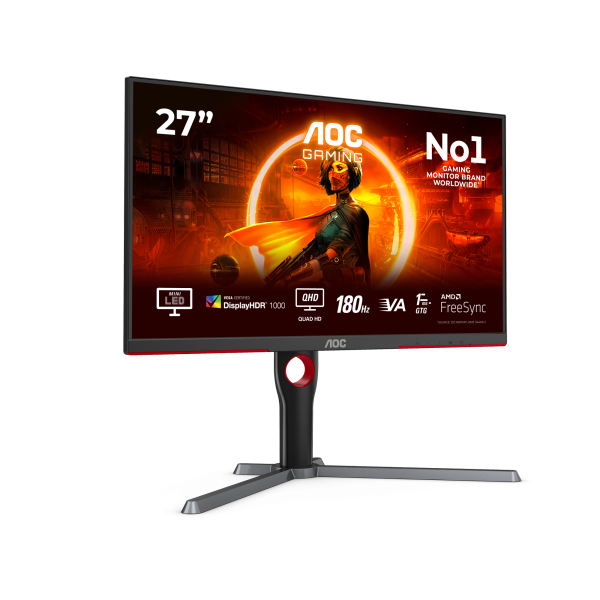 AOC MONITOR GAMING 27 LED VA 16:9 5MS 700CDM 180 HZ PIVOT HDMI/DP [Q27G3XMN/BK]