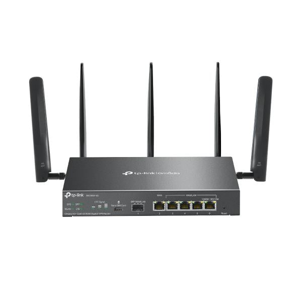 TP-Link - ER706W-4G - Omada 4G+ Cat6 AX3000 Gigabit VPN Router, 1x Gigabit SFP WAN/LAN Port, 1x Gigabit RJ45 WAN Port, 4x Gigabit WAN/LAN RJ45 Ports, 1 Nano SIM slot (4G+ Cat6), 574Mbps at 2.4 GHz + 2 [ER706W-4G]