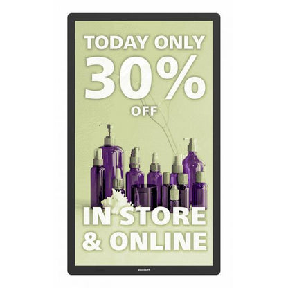 Philips Signage Solutions 25BDL4150I/00 visualizzatore di messaggi Pannello piatto per segnaletica digitale 64,3 cm (25.3") Wi-Fi Nero Processore integrato Android 11 [25BDL4150I/00]