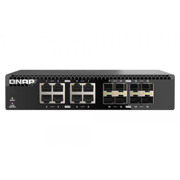 QNAP QSW-3216R-8S8T switch di rete Non gestito L2 10G Ethernet (100/1000/10000) Nero [QSW-3216R-8S8T]