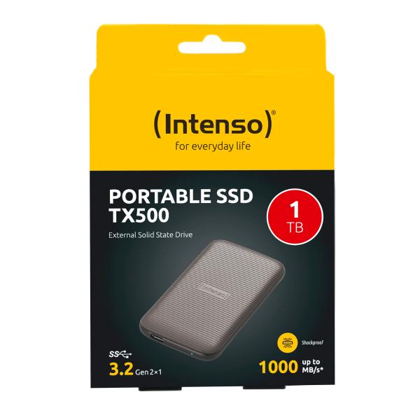 INTENSO SSD ESTERNO TX500 USB 3.2 1TB GEN 2x1 CABLE USB-C + ADAPTER USB-A 1000 MB/s [3827460]