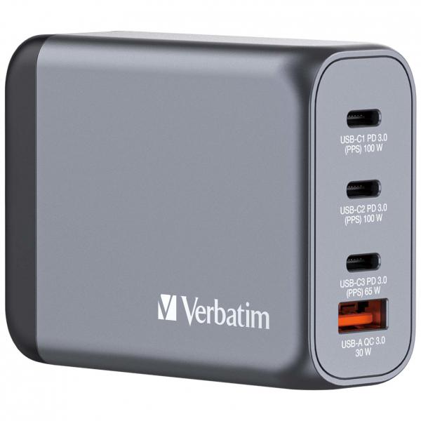 CARGADOR DE PARED VERBATIM GNC-100 CARGADOR GAN 4 PUERTOS 100W USB A/C (UE/UK/US) [32202] 