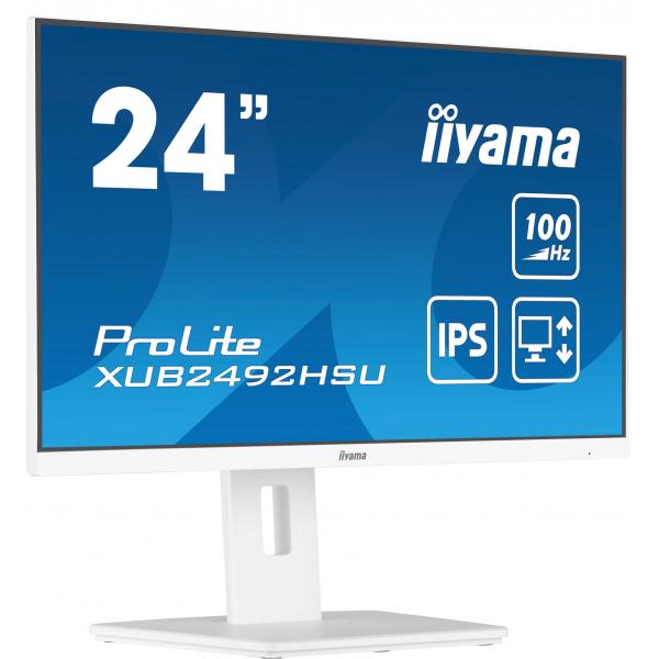 Iiyama ProLite 24 inch - Full HD IPS LED Monitor - 1920x1080 - White - Pivot / HAS [XUB2492HSU-W6]