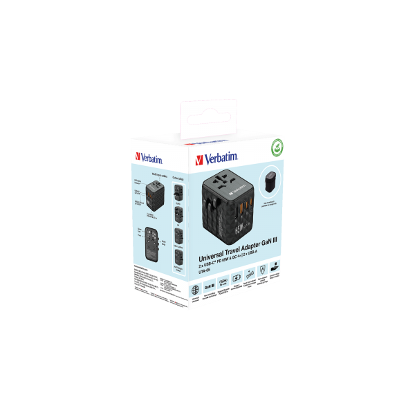 VERBATIM ADATTATORE DA VIAGGIO UNIVERSALE GAN PD 65W [32120]