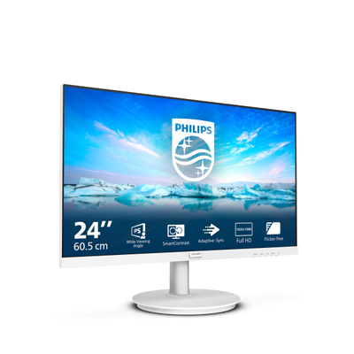 PHILIPS MONITOR 23,8 LED IPS 16:9 FHD 4MS 250 CDM, INCLINABILE, VGA/HDMI, MULTIMEDIALE, BIANCO [241V8AW]