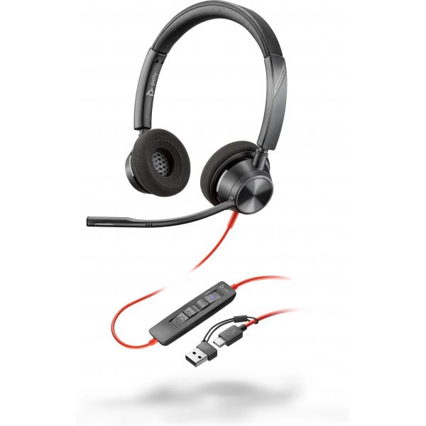 Hp Poly Blackwire 3320 Stereo Microsoft Teams Certified USB-C Headset + USB-C/A Adapter [8X220AA]