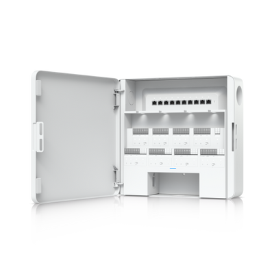 Ubiquiti - EAH-8 - UniFi Enterprise-grade access hub with entry and exit control up to eight doors and battery backup support, (8) Lock terminals (12V or Dry), (8+8) Inputs for request-to-exit devices [EAH-8-EU]