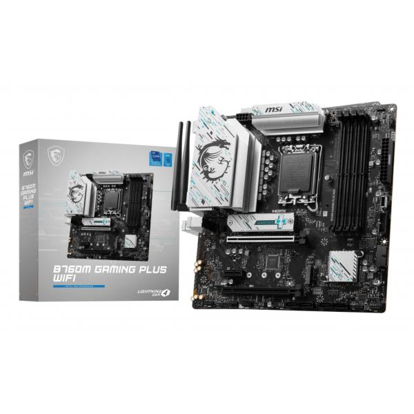 MSI MB B760, B760M GAMING PLUS, LGA1700,4DDR5,2PCI-EX16,1PCI-EX1,2M.2,4SATA3,2USB3.2 GEN2,7US [B760M GAM PLUS WI]